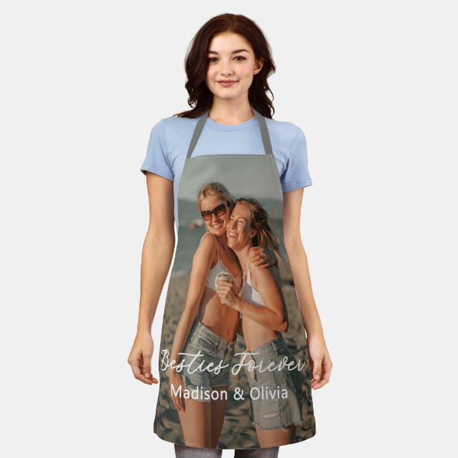 Besties Forever Personalised Photo Script Name Apron (Worn)