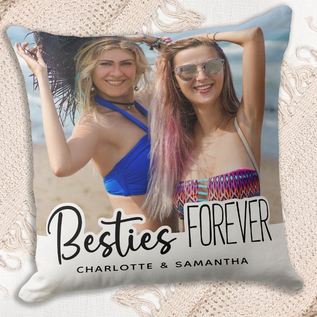 Besties Forever Personalized 2 Photo Best Friends Cushion (Creator Uploaded)