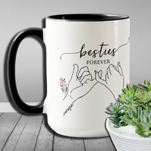 Besties Forever Pinky Promise Flower Custom Gift Mug
