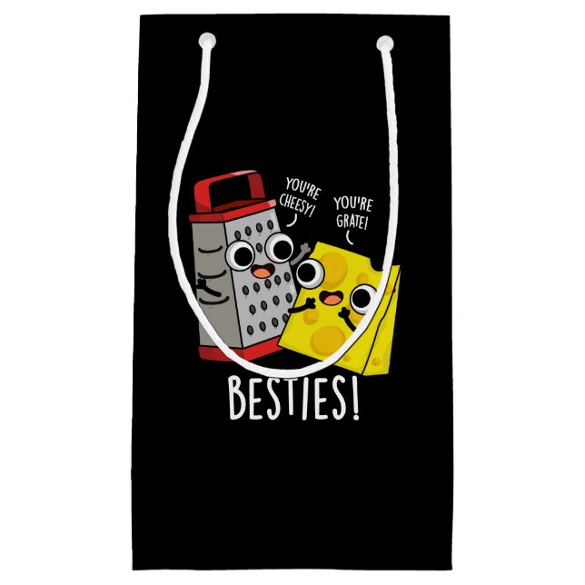 Besties Funny Cheese Grater Pun Dark BG Small Gift Bag (Front)
