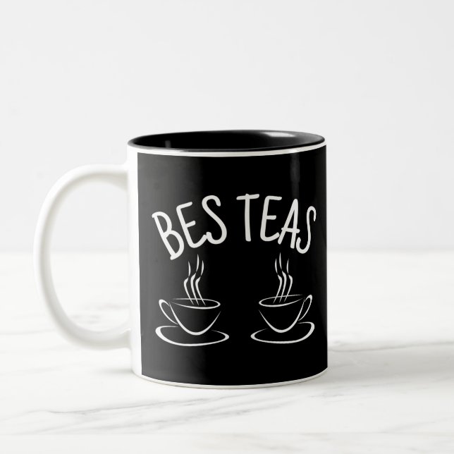 Besties Funny  Friendship Two-Tone Coffee Mug (Left)