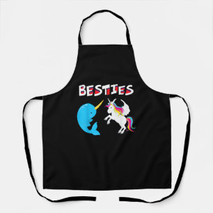Besties Funny Unicorn and Narwhal Narwhale T-Shirt Apron