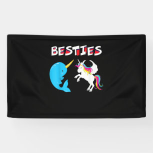 Besties Funny Unicorn and Narwhal Narwhale T-Shirt Banner