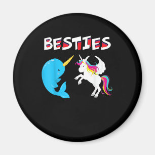 Besties Funny Unicorn and Narwhal Narwhale T-Shirt Magnet