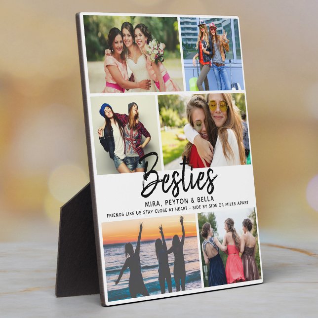 BESTIES Gift for Best Friends Script Photo Collage Plaque (Creator Uploaded)
