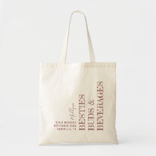 Besties Girls Trip Personalised Brown Tote Bag (Front)