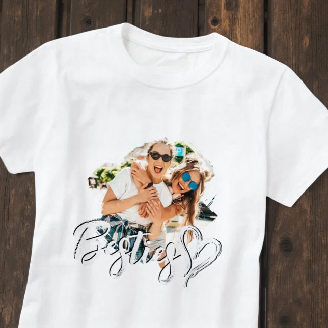 Besties Grunge Simple Modern Heart Cool Photo T-Shirt (Creator Uploaded)