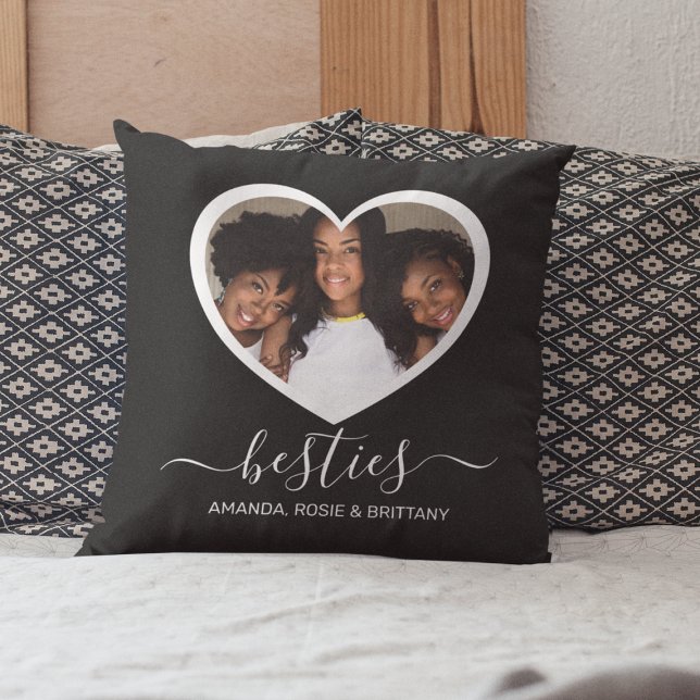 Besties heart Photo Throw Pillow (Creator Uploaded)