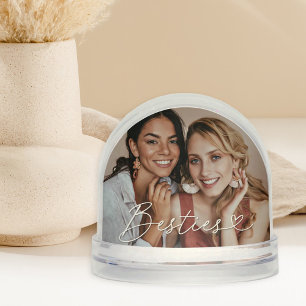 Besties Heart Two Photo Keepsake Snowglobe