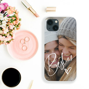 Besties in Trendy Script   Photo with Heart iPhone 13 Case