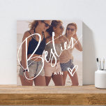 Besties in Trendy Script | Your Photo with Heart Faux Canvas Print<br><div class="desc">This stylish faux canvas print features the word "Besties" in trendy,  elegant script,  with your favourite photo and a handwritten scribbled heart. You can add your initials or monogram,  or the names of your best friends. Also makes the perfect gift keepsake for your BFFs.</div>