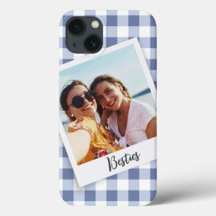 Besties Instant Photo Blue Chequered  iPhone 13 Case
