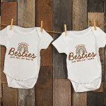 Besties Just Like Our Moms Custom Boho Matching Baby Bodysuit<br><div class="desc">Looking for the perfect gift for your upcoming baby shower? Look no further than our personalised "Besties Just Like Our Moms" custom boho matching baby bodysuit! These one-of-a-kind pieces are sure to make everyone in attendance smile, and they can even use them as a baby announcement or pregnancy reveal gift!...</div>