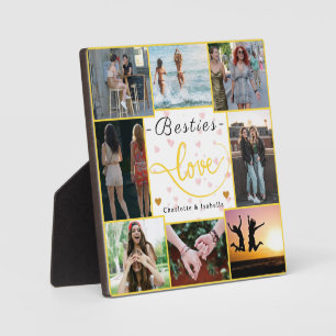 Besties Love Collage 8 Photos + Names Plaque