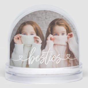Besties Love Hearts Personalized Photo Snowglobe