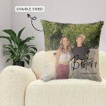 Besties Modern Script Best Friends Photo Elegant T Cushion<br><div class="desc">Introducing this besties modern script best friends photo pillow, the perfect addition to any cosy space. Featuring a beautiful modern script font, this pillow showcases the word "Besties" in bold, stylish letters. The photo of two best friends adds a sentimental touch, making this pillow an ideal gift for your closest...</div>