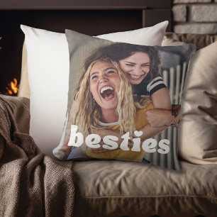 Besties Modern Typography Friendship Photo Cushion