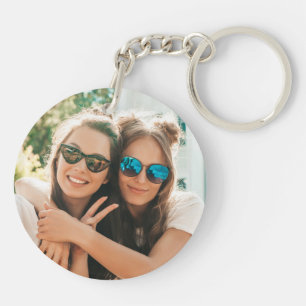 Besties Peach Fuzz Custom Photo and Names Key Ring