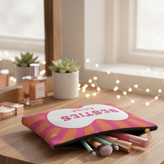 Besties Personalized Retro Sunburst Cosmetic & Mak Accessory Pouch