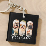Besties Pet Simple Modern Playful Three Photo Key Ring<br><div class="desc">This simple and modern design is composed of modern simple playful script typography. Add custom pet photos of your pet cat,  dog,  or birds.</div>