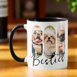Besties Pet Simple Modern Playful Three Photo Mug<br><div class="desc">This simple and modern design is composed of modern simple playful script typography. Add custom pet photos of your pet cat,  dog,  or birds.</div>