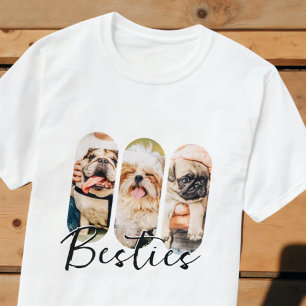 Besties Pet Simple Modern Playful Three Photo T-Shirt