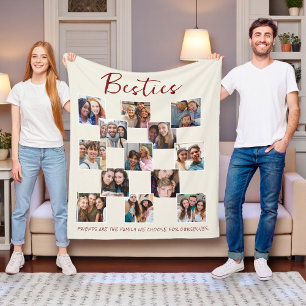 Besties Photo Collage Cream Fleece Blanket