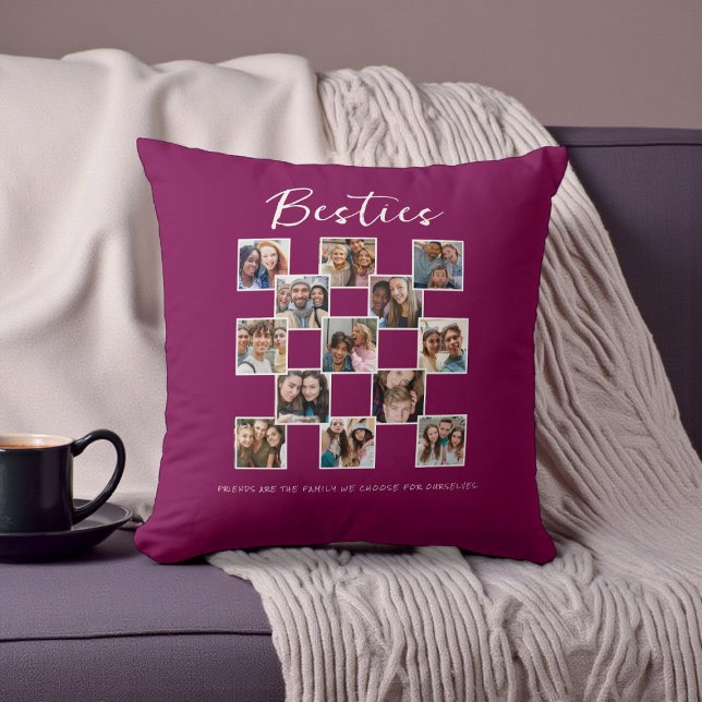 Besties Photo Collage modern friensgiving Cushion (Creator Uploaded)