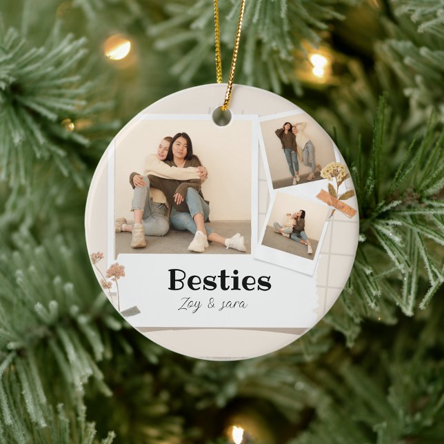 BESTIES, Photo Collage & Names | BFF  Ceramic Ornament (Creator Uploaded)