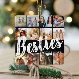 BESTIES, Photo Collage & Names   BFF Christmas Ceramic Ornament