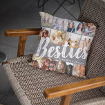 BESTIES, Photo Collage & Names | BFF Cushion<br><div class="desc">Besties are priceless - If you're lucky enough to have one, let them know how much they mean to you with this trendy 'Best Friends' pillow. Featuring 12 square photographs of your choice, which are easily downloaded from your phone or computer, the text 'bestie' in big modern lettering on a...</div>