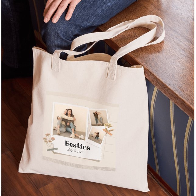 BESTIES, Photo Collage & Names | BFF  Tote Bag (Creator Uploaded)