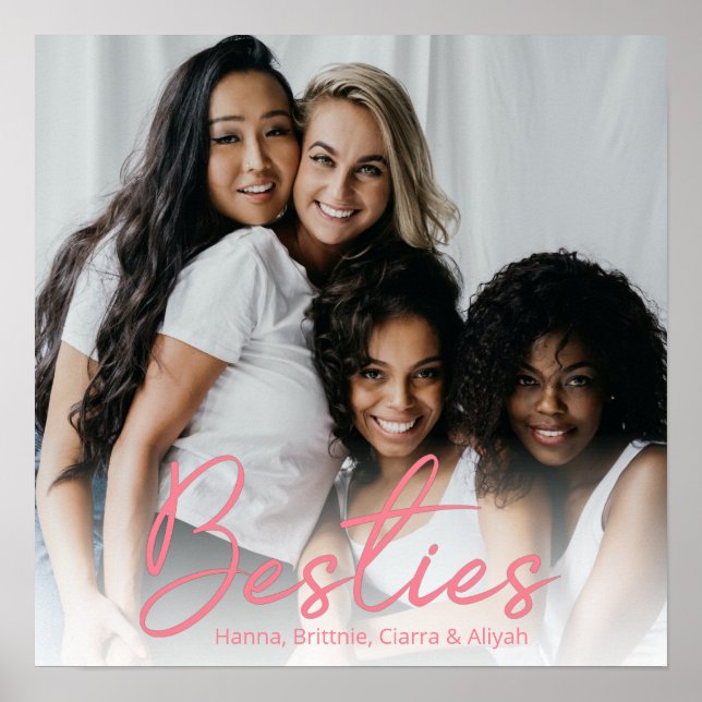 Besties Pink Script Custom Photo Poster (Front)