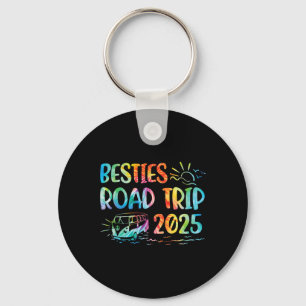 Besties Road Trip 2025 Tie Dye Vacation Adventure Key Ring