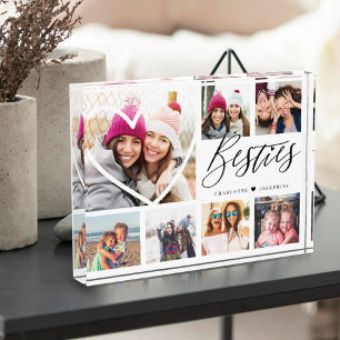 Besties Script 7 Photo Best Friends Collage Heart Block