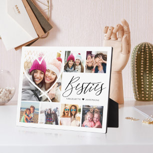 Besties Script 7 Photo Best Friends Collage Heart Plaque