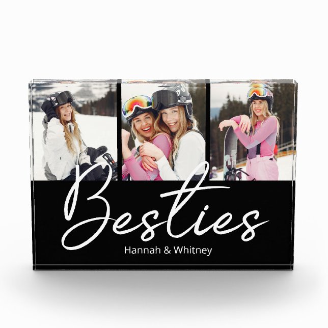 Besties Script Custom Photo Collage  Poster Block (Front)