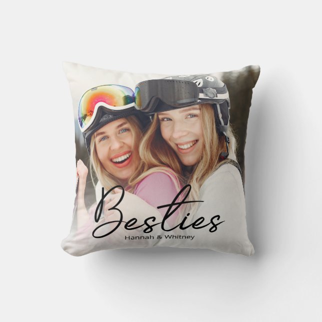 Besties Script Custom Photo Cushion (Front)
