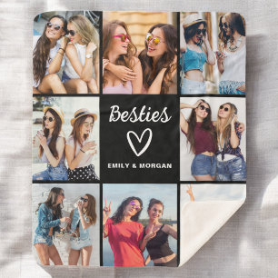 Besties Script Gift For Friends Photo Collage Sherpa Blanket