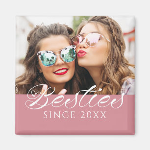 "Besties Since" Custom Photo Dusty Pink Chic Magnet