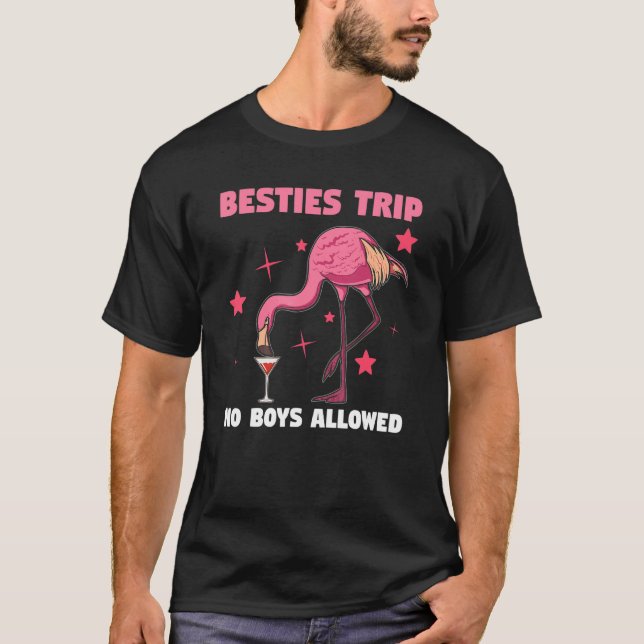 Besties Trip No Boys Allowed Travelling T-Shirt (Front)