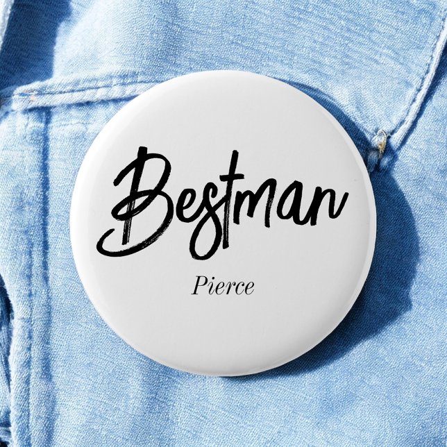 Bestman Black White Wedding Button (Creator Uploaded)