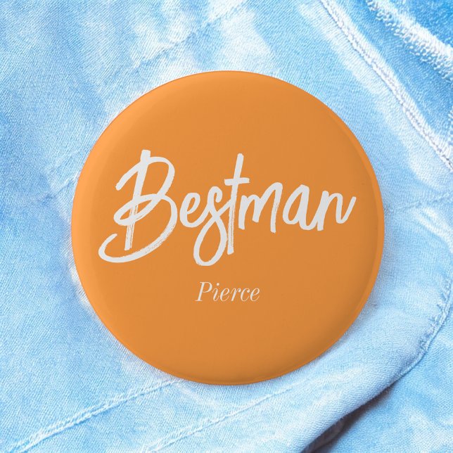 Bestman Orange White Wedding Button (Creator Uploaded)