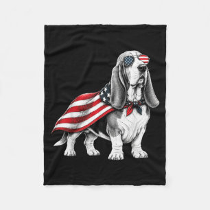 Bet Hound 4th Of July Aamerican Flag Dog Patriotic Fleece Blanket
