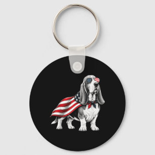 Bet Hound 4th Of July Aamerican Flag Dog Patriotic Key Ring