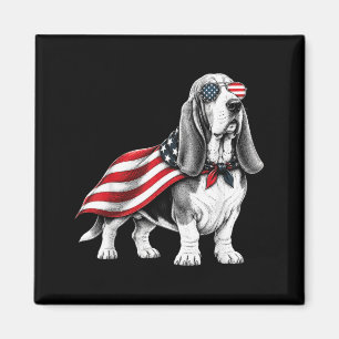 Bet Hound 4th Of July Aamerican Flag Dog Patriotic Magnet