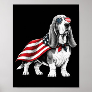 Bet Hound 4th Of July Aamerican Flag Dog Patriotic Poster
