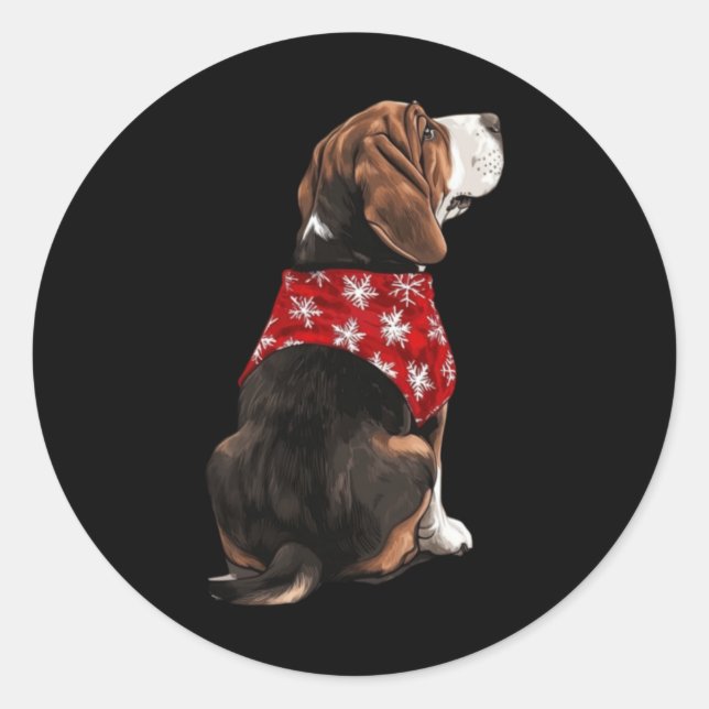 Bet Hound Christmas Lights Dog Lover Xmas Pajam T  Classic Round Sticker (Front)