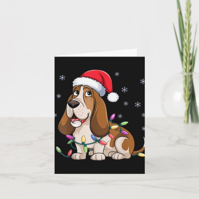 Bet Hound Christmas Lights Xmas Dogs For T Shirt  Card (Front)