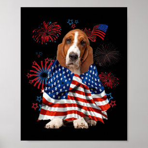 Bet Hound Dog American Usa Flag 4th Of July Dog Lo Poster